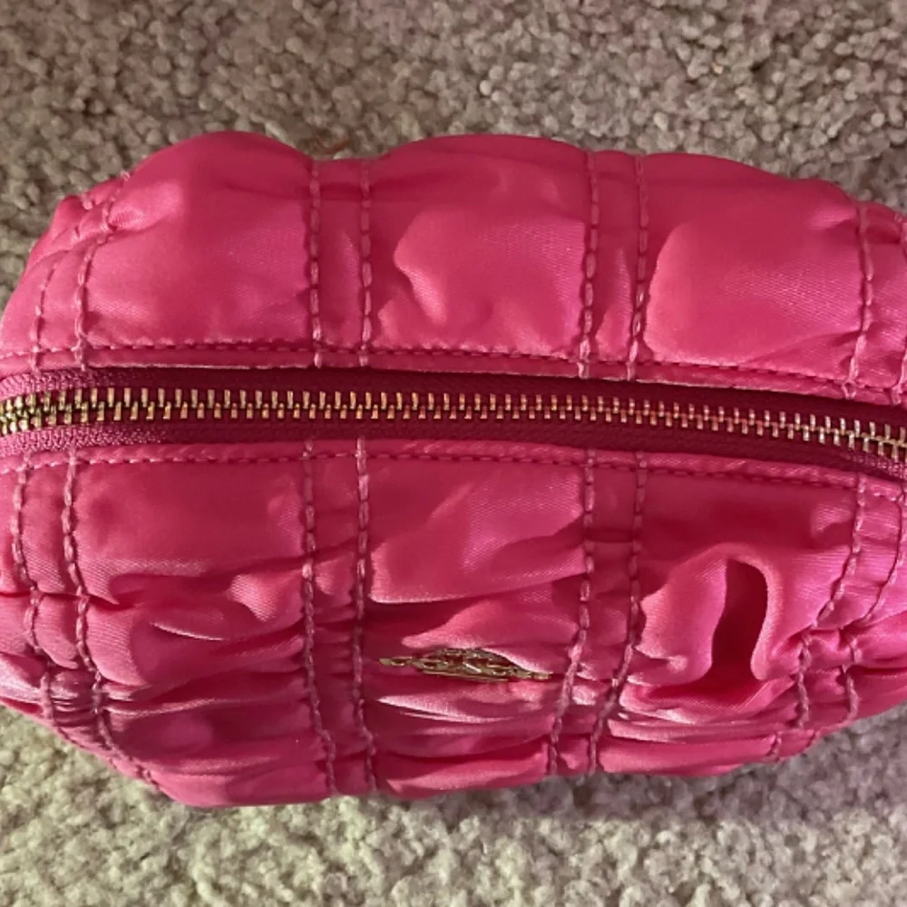 COACH Boxy Cosmetic/Makeup Case - Ruched Nylon - Confetti Pink